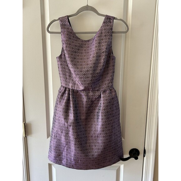 Wendy Bird Erin Fetherston Size 4 Sleeveless Purple Gold Cut Out Bow Dress - Picture 5 of 14